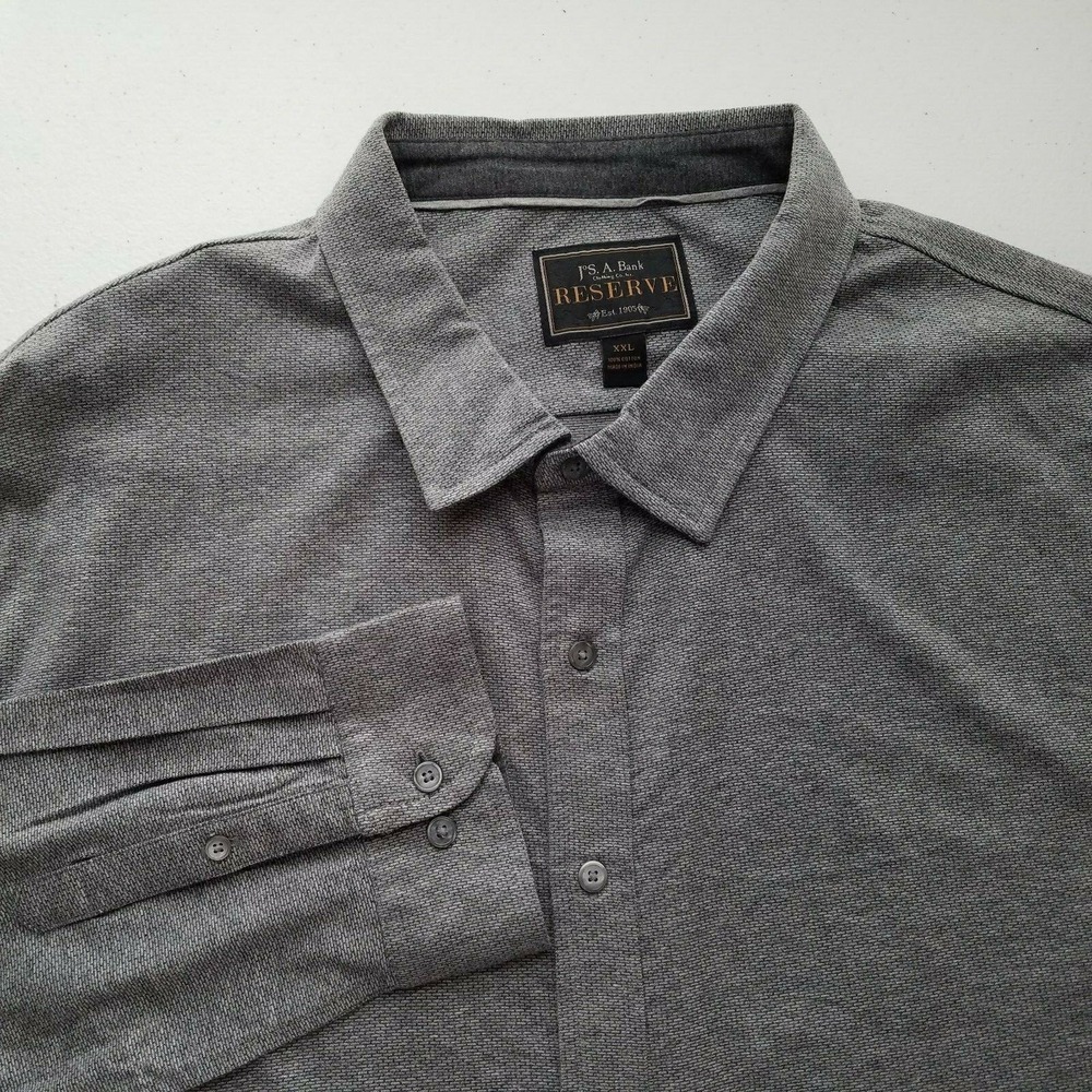 Jos A Bank Reserve Mens Grey Button Front Long Sleeve Shirt Size 2XL U423